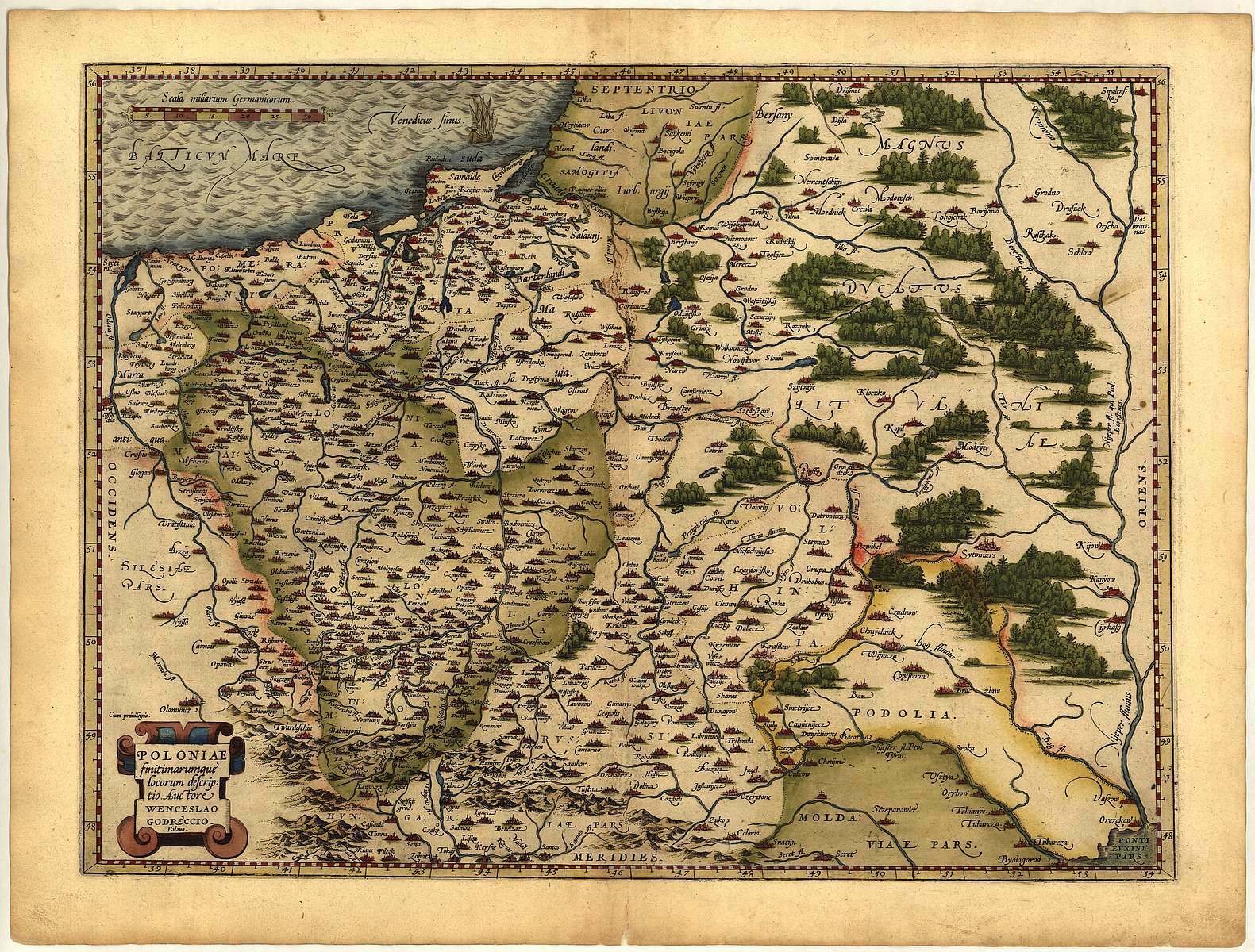 A1 Color Polska, Litwa Zachodnia Rosja Reprodukcja Ortelius Old Antique Map