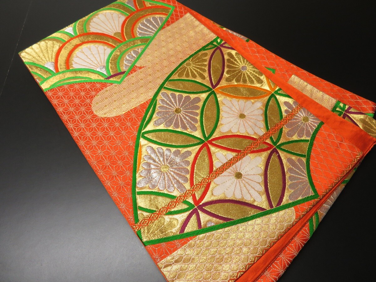 0715Y03z1070 Vintage Japanese Kimono Silk FUKURO OBI 0715Y03z1070 Vintage Japanese Kimono Silk FUKURO OBI