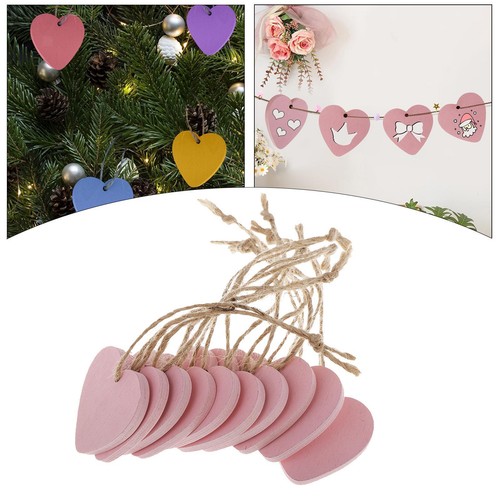 10x Heart MDF Blank Cutout Tags for Craft Bunting Wedding Party Decor - Picture 8 of 12