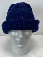 Vtg Knit Hat Women s One Size Navy Blue Stretch 70s Made In Japan
