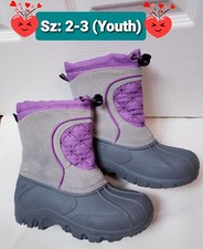 Sports Youth Girls Snow Boots Sz:2 Rubber/ leather  Sudae purple