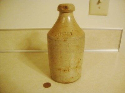 ANTIQUE COUNTRY US Primitive HAMS XX STONEWARE Bottle BEER SODA BREWERY Blob Top
