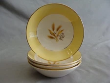 4 Century Fruit Bowls, Autumn Gold, W/Gold Trim, Yellow Border & Wheat Pattern