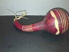 Vintage Folk Art Hand Carved/Dyed Gourd