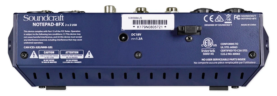 Soundcraft Notepad-8FX 8-Channel Podcast Mixer Podcasting Interface, USB+Effects - Image 4 of 4