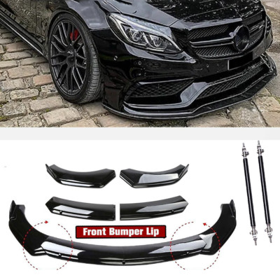 Front Bumper Lip Spoiler Splitter Gloss Black Body K For Mercedes-Benz C180 C200