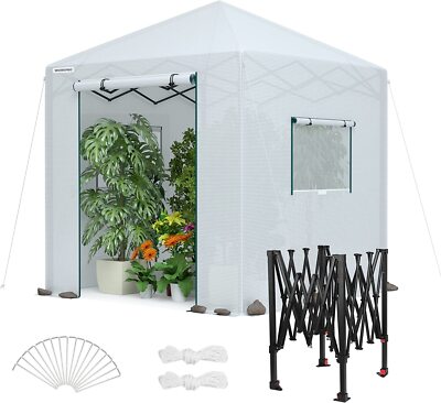WORKPRO 8'x 8' Portable Walk-in Greenhouse Heavy Duty Gardening Canopy PE Cover