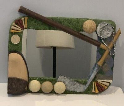 Golf Themed Wall Mirror 14''x10'' Super Detailed By Looking Glass Gallery LOOK!