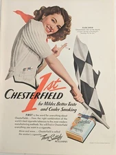 1941 Ellen Drew "Reaching For The Sun" Chesterfield cigarette print ad