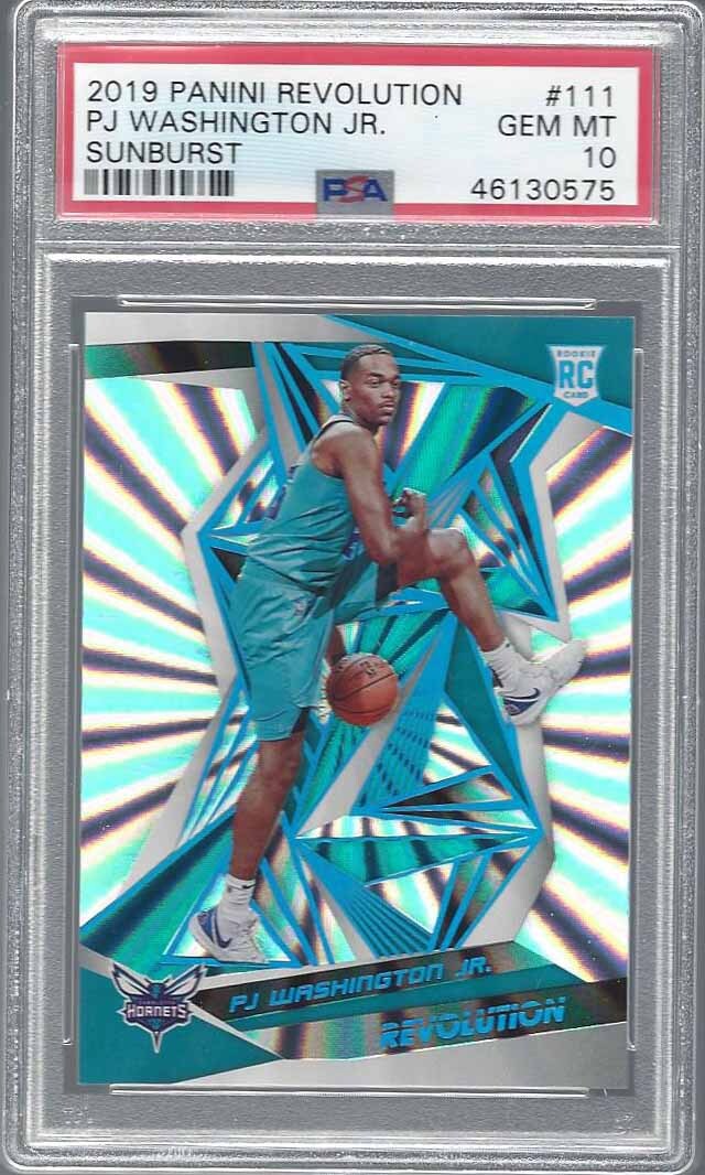 PJ WASHINGTON 2019-20 REVOLUTION SUNBURST ROOKIE RC #D 63/75 PSA 10 GEM POP 4