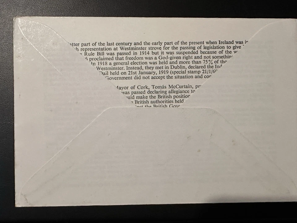 Ирландия FDC 1970 Кевин Барри, Республиканский Солдат I.R.A ОТПРАВЛЕН В АНГЛИЮ - Изображение 2 из 2