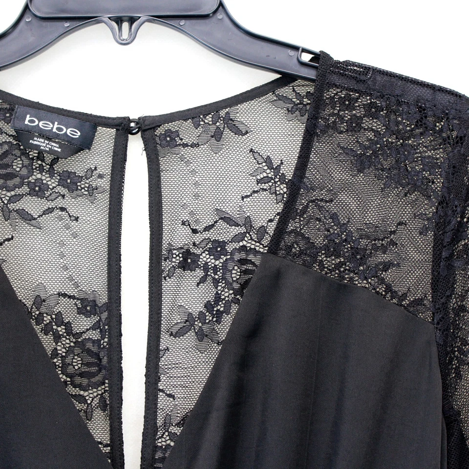 Mono BEBE Negro Encaje Volantes Satinado Mameluco Caprichoso Gótico Y2K Mediano Foto 4 de 4