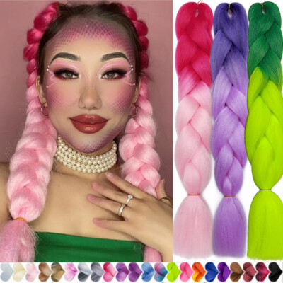 60cm Kunsthaare Jumbo Braids Haarverlängerung Flechten Crochet Haarteil Ombre DE