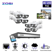 ZOSI 16 Channel H.265+ 4K 8MP Ultra HD POE Security Camera System Outdoor 4TB