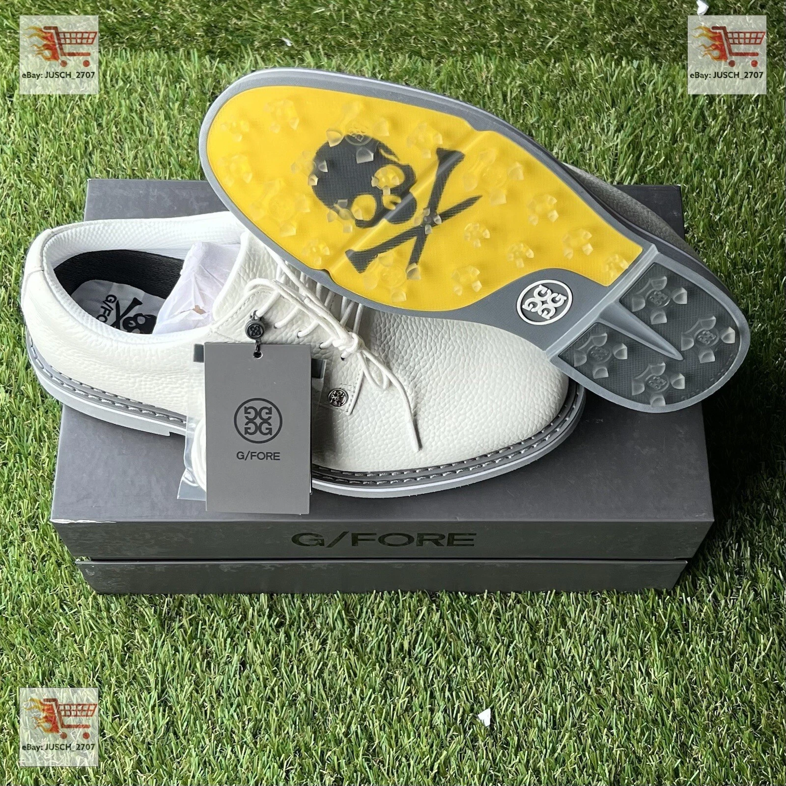 G/Fore G4 Limited Gallivanter Golf Shoe Sneaker ⛳️ US 10 ⛳️ Gray Yellow Skull - Picture 1 of 9