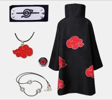 Naruto Akatsuki Cloak Set with Headband Necklace and Ring – Cosplay Costume