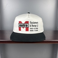 Vintage Yougan Snaps Metro Rental Equipment Snapback Hat Cap Trucker White
