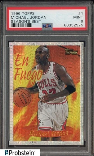 ​Michael Jordan 1996 Topps Season's Best En Fuego Card #1 PSA 9 Chicago Bulls