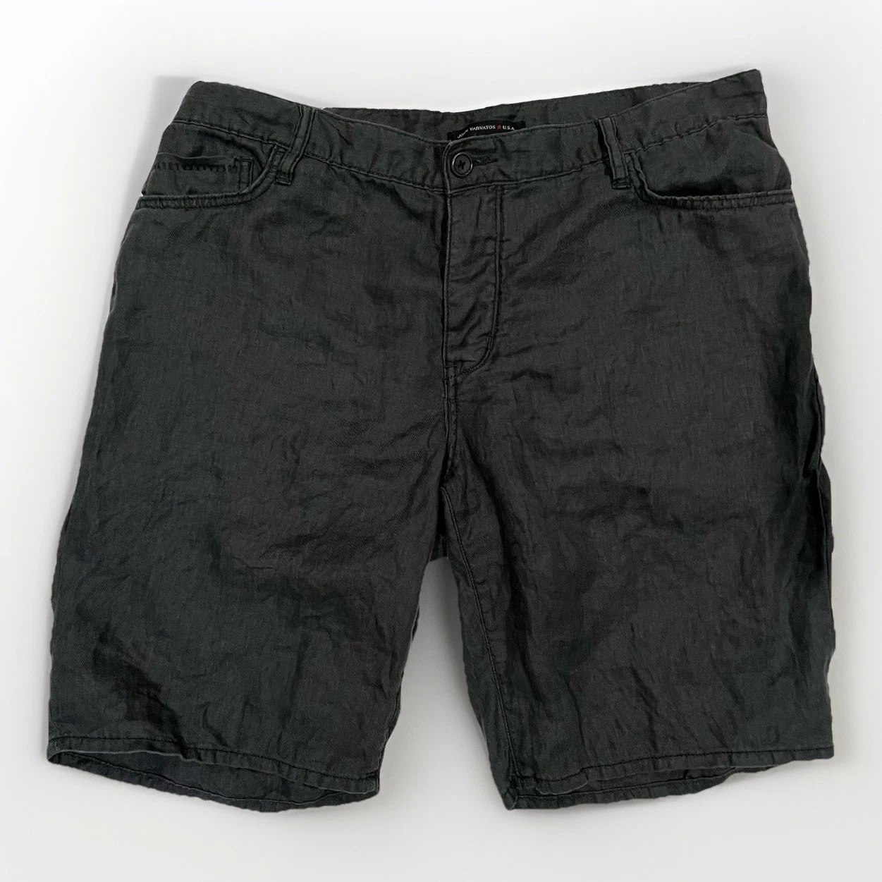 John Varvatos Linen Shorts Mens 35 Gray 9” Inseam Lightweight Summer Casual