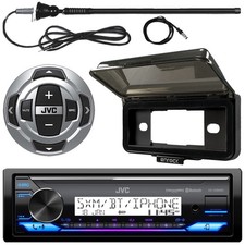 JVC KD-X38MBS 1DIN Marine Receiver W/Remote  Cover, Antenna, Long Range Antenna