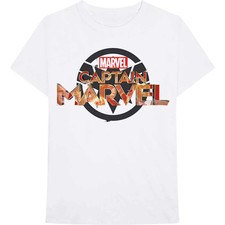 Marvel Comics Unisex T-Shirt Captain Marvel New Logo White (XL)