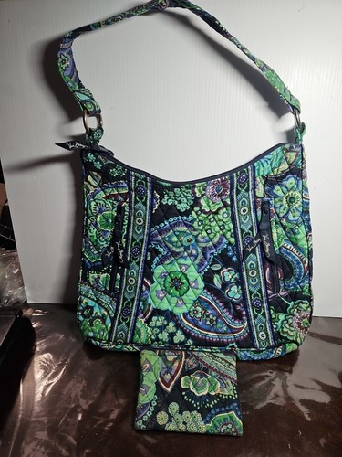 Vera Bradley Blue Rhapsody Floral & Paisley Hobo Shoulder Bag Retired Coin Purse - Picture 1 of 12