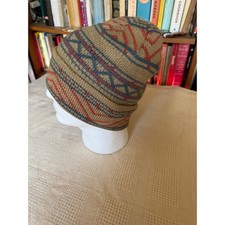 Burton Beanie Hat Brown Red Blue Geometric Fair Isle Knit Cuffed Snowboard Mens