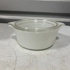 PYREX Ovenware 1 1/2 Pt Covered Round Dish 472 & Lid 470C White Vintage MCM