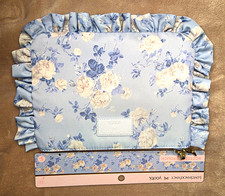 LoveShackFancy x yoobi Blue White Floral Ruffle Zipper Accessory Pouch