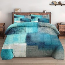 Size Comforter Set with Pillowcase Painting Contemporary Teal Twin Multi 1