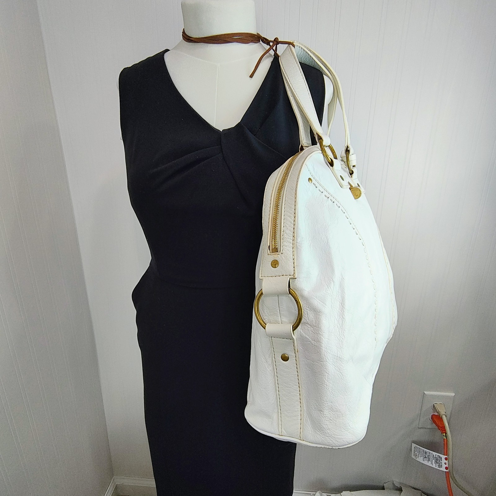 Borsa Yves Saint Laurent Y oversize M DUE pelle oro bianco grande YSL vintage