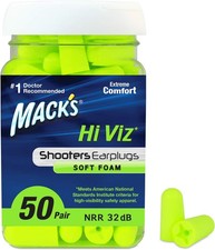 Hi Viz Soft Foam Shooting Earplugs, 50 Pair - Most Visible Color, Easy