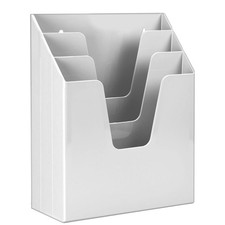 Acrimet Vertical Triple File Folder Holder Organizer, Letter, White Color