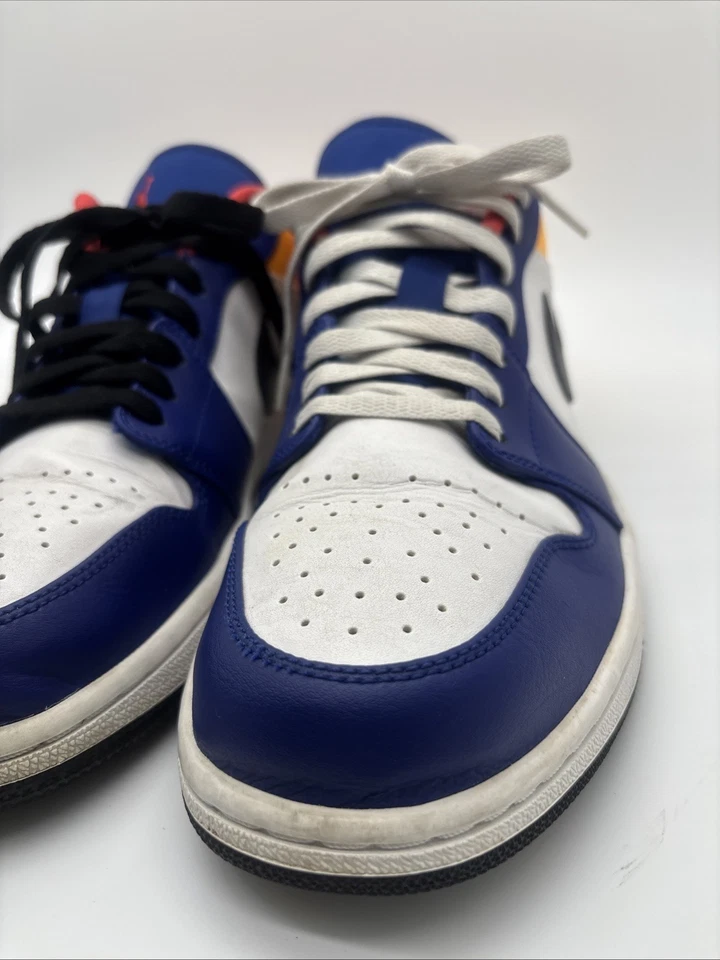 Size 10 - Air Jordan 1 Low White Deep Royal Blue - Image 2 of 4