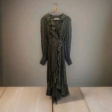Zimmerman Size 0 Women Long Sleeve Maxi Dress Holiday Green Gold Polka Dot Silk