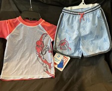 Marvel Spiderman Bathing Suit and Rash Guard UPF 50 Set Size 2T