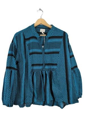 MRS & HUGS Hemd-Bluse Damen Bluse Gr. DE 38 blau-schwarz Casual-Look