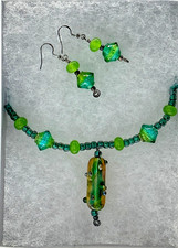 Artisan Necklace & Earrings set Featuring Handmade Lampwork Glass Beads