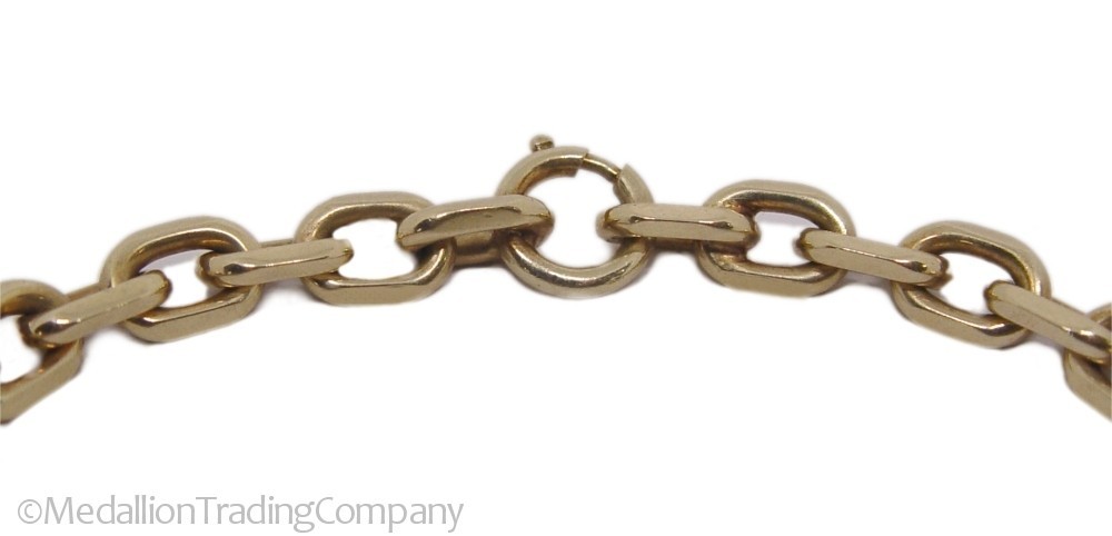 SOLID 14K Yellow Gold 7mm Rectangle Link Bracelet… - image 3