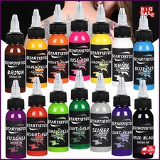 Professional Tattoo Ink Set 14 Colors 1OZ 30Ml Vegan-Friendly Pigment Tattoo I