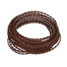 Braided Leather Cord, 5.5 Yards 5mm Flat Craft Leather String, Coffee