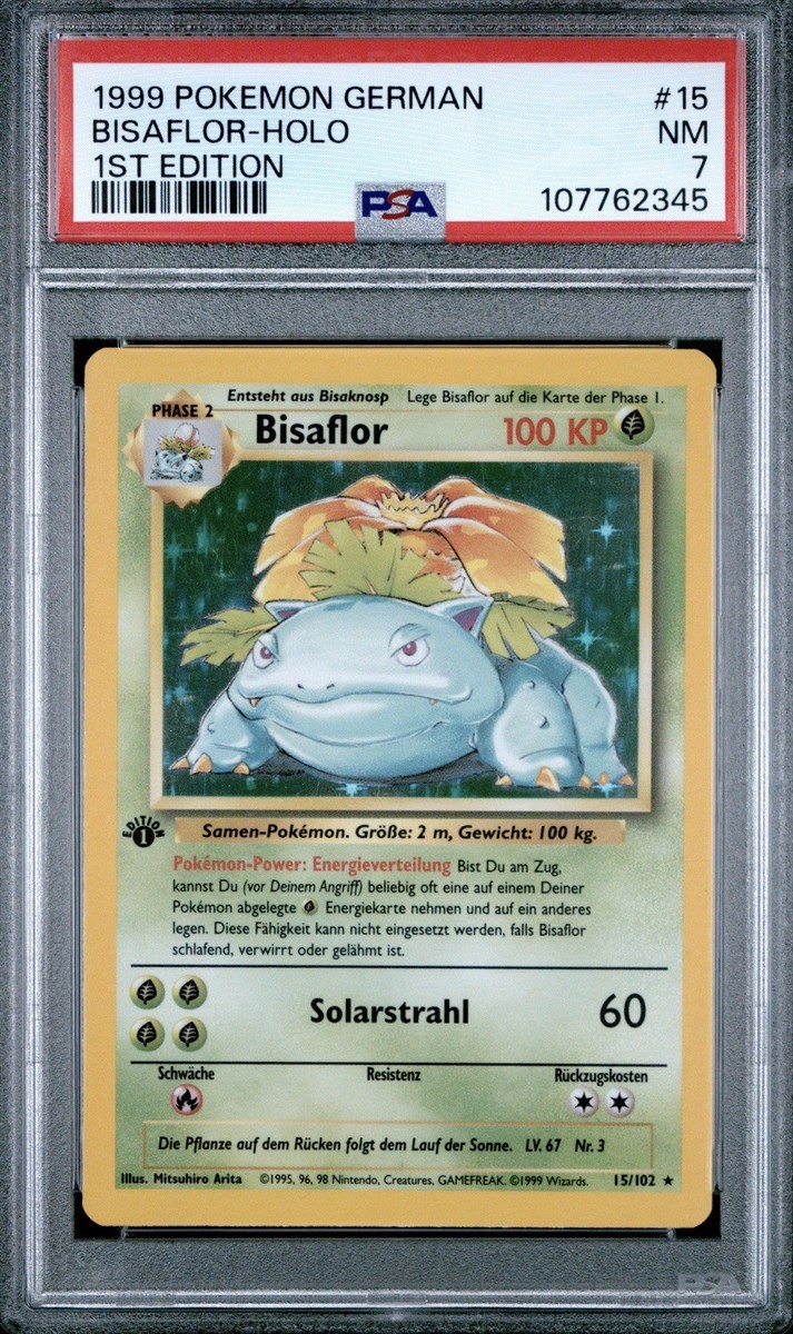 1999 Pokemon GERMAN 1st Edition Base Set Bisaflor-Venusaur Holo 15