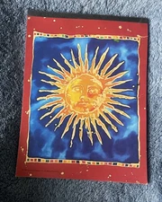 Vintage 90s Celestial Sun Moon Stars Notebook Journal Navy Blue Gold