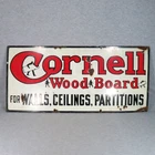Vintage Porcelain Enamel Advertising Trade Sign Cornell Wood Board 13x28