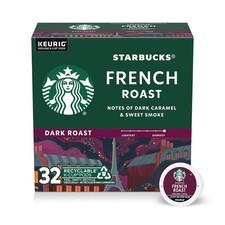 Starbucks K-Cup Coffee Pods, Dark Roast Hot or Iced Coffee, French Roast, 32 Keu