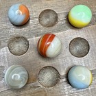 Lot of (5) Vintage Vitro Marbles Nice Assortment 5/8” and (1) 11/16” — photo 2