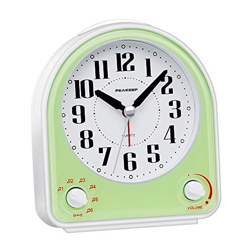 Non-ticking Silent, Optional 7 Wake-up Sounds With Green