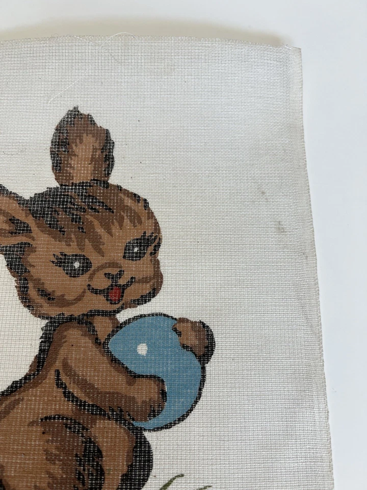 Vintage Needlepoint Canvas – Bunny with Blue Egg – Made in West Germany - Image 3 of 4