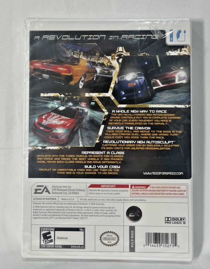 Need for Speed Carbon (Nintendo Wii, 2006) Nintendo Wii NEW SEALED - Image 2 of 4