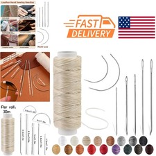Waxed Thread and Leather Needles Set 32 Yards Beige Upholstery Repair Kit